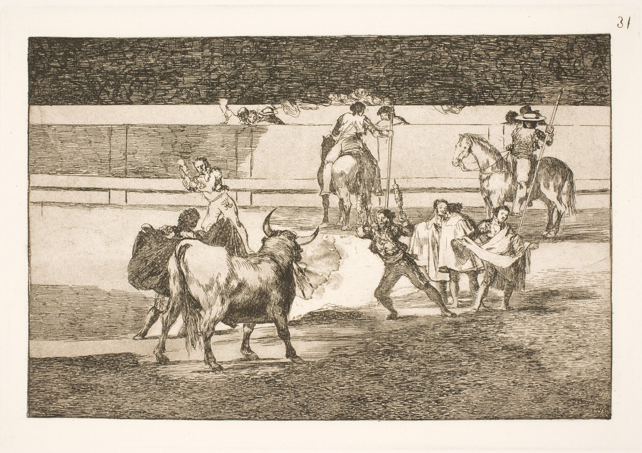 Banderillat salamakiinalla tekijältä Francisco de Goya