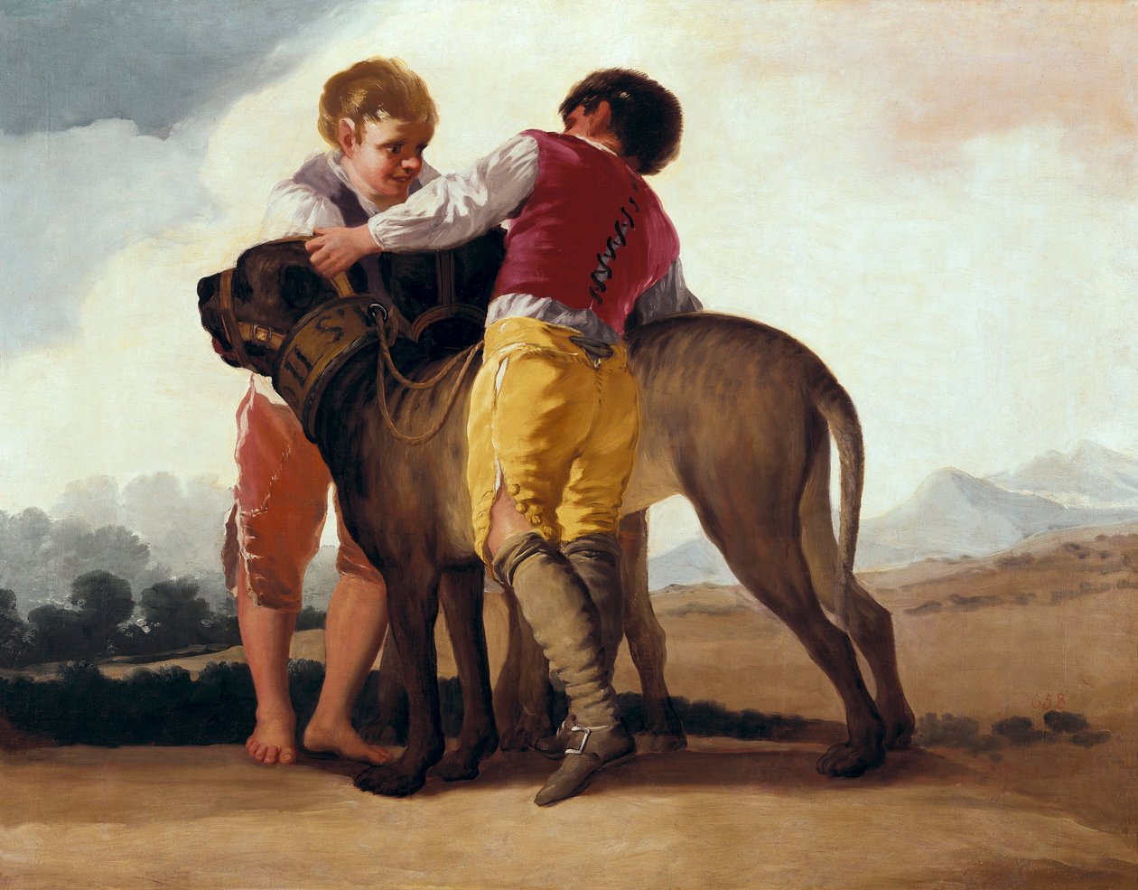 Pojat mastiffin kanssa, n. 1786 (öljy pahville) tekijältä Francisco de Goya
