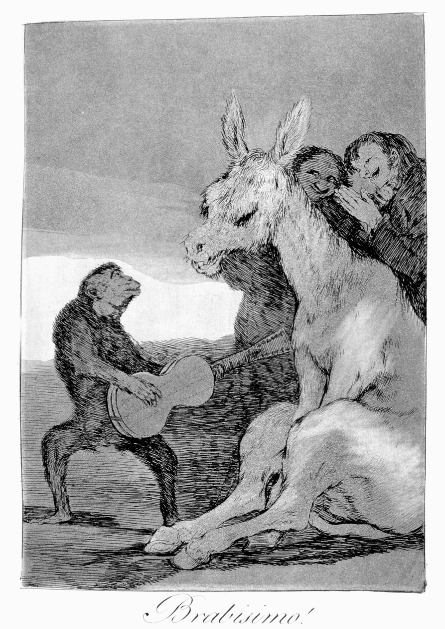 Bravo! Musiikki-iltojen karikatyyri, 1799 tekijältä Francisco de Goya