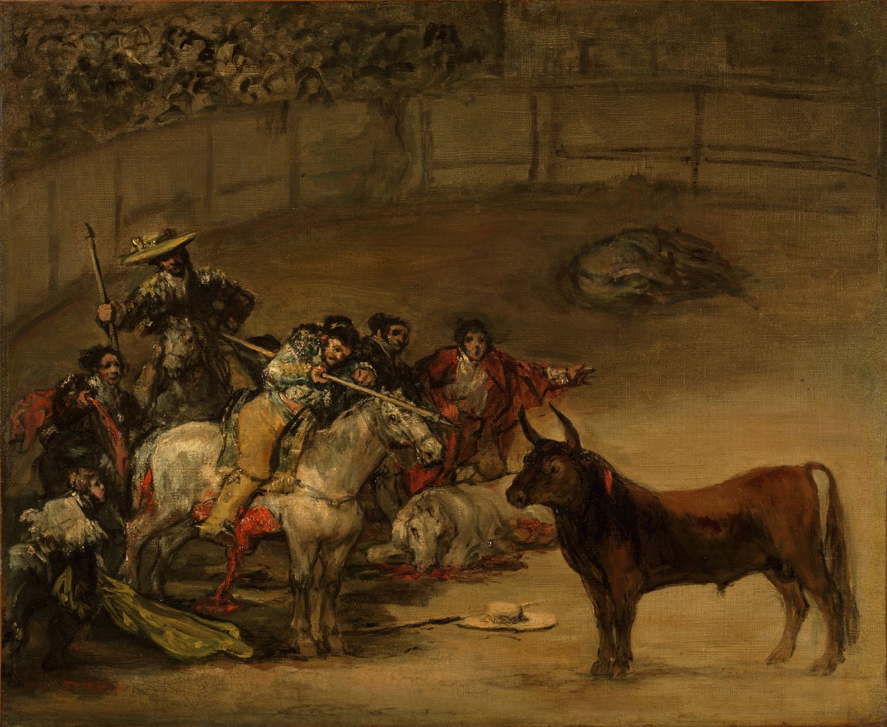 Härkätaistelu, sauvojen onni, 1824 tekijältä Francisco de Goya