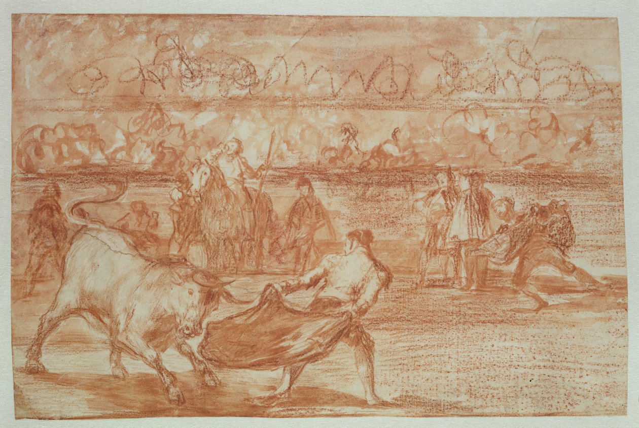 Härkätaistelu, 1815-16 (punainen liitu paperille) tekijältä Francisco de Goya