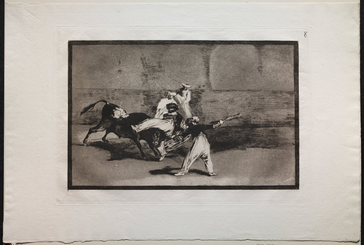 Härkätaistelut: Härän vangittama mauri kehässä tekijältä Francisco de Goya