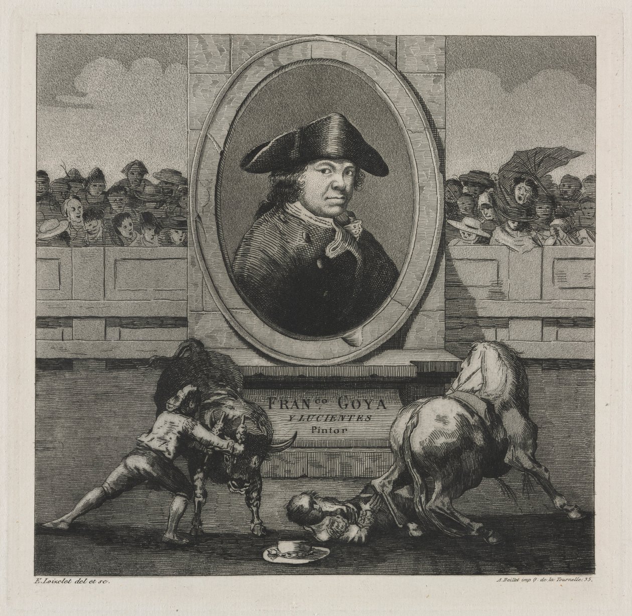 Härkätaistelut: Frontispiece, 1876. tekijältä Francisco de Goya