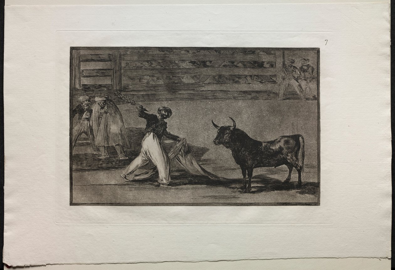 Härkätaistelut: Harpuunien tai Banderillojen alkuperä, 1876. tekijältä Francisco de Goya