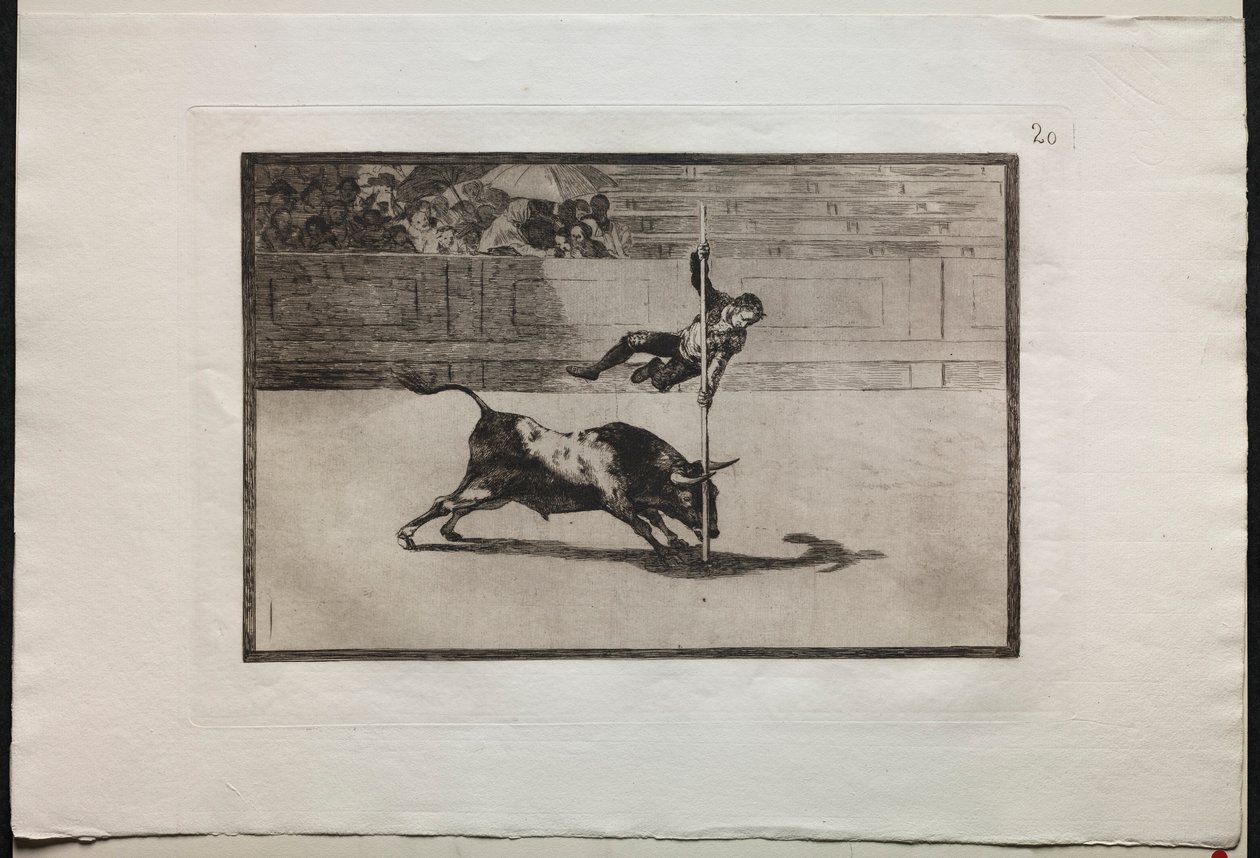 Härkätaistelut: Juanito Apinanin ketteryys ja rohkeus kehässä Madridissa, 1876. tekijältä Francisco de Goya