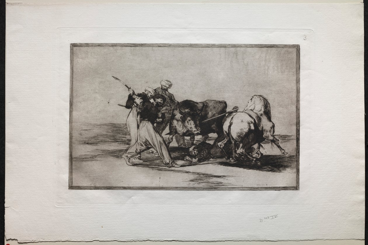 Härkätaistelut: maurit asettuivat Espanjaan, luopuivat Koraanin taikauskoista, 1876. tekijältä Francisco de Goya