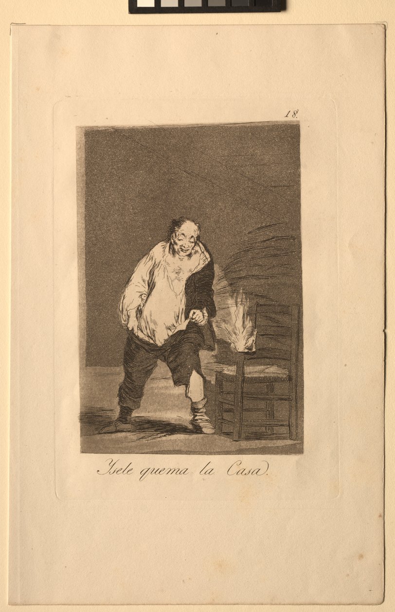 Caprichos: Ja hänen talonsa on tulessa.. tekijältä Francisco de Goya