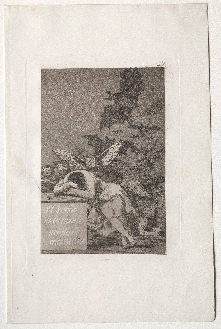 Caprichos: Järjen uni tuottaa hirviöitä. tekijältä Francisco de Goya