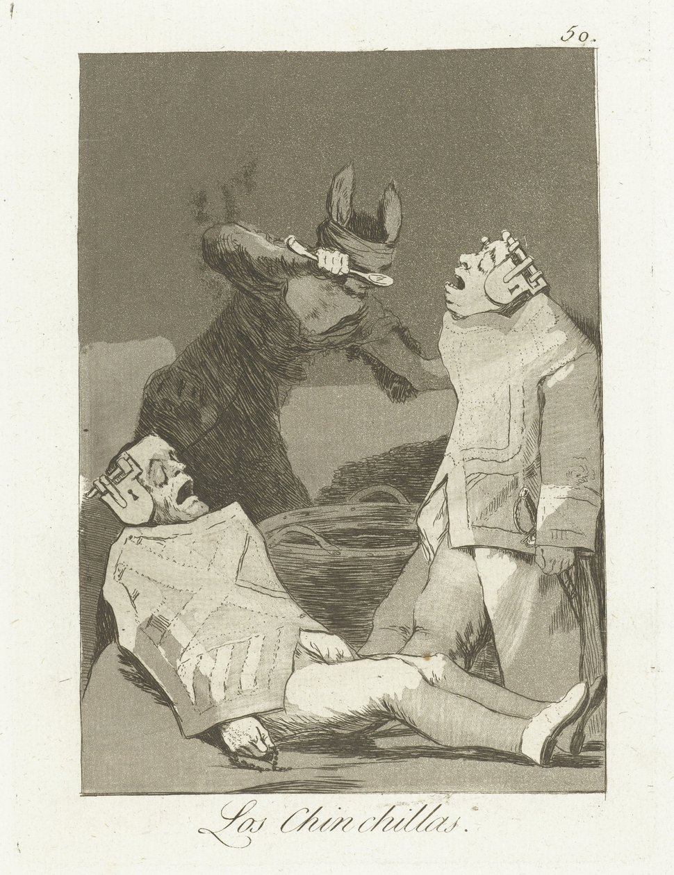 chinchilloista Chinchillat (otsikko esineessä) Los Caprichos (sarjan nimi) tekijältä Francisco de Goya