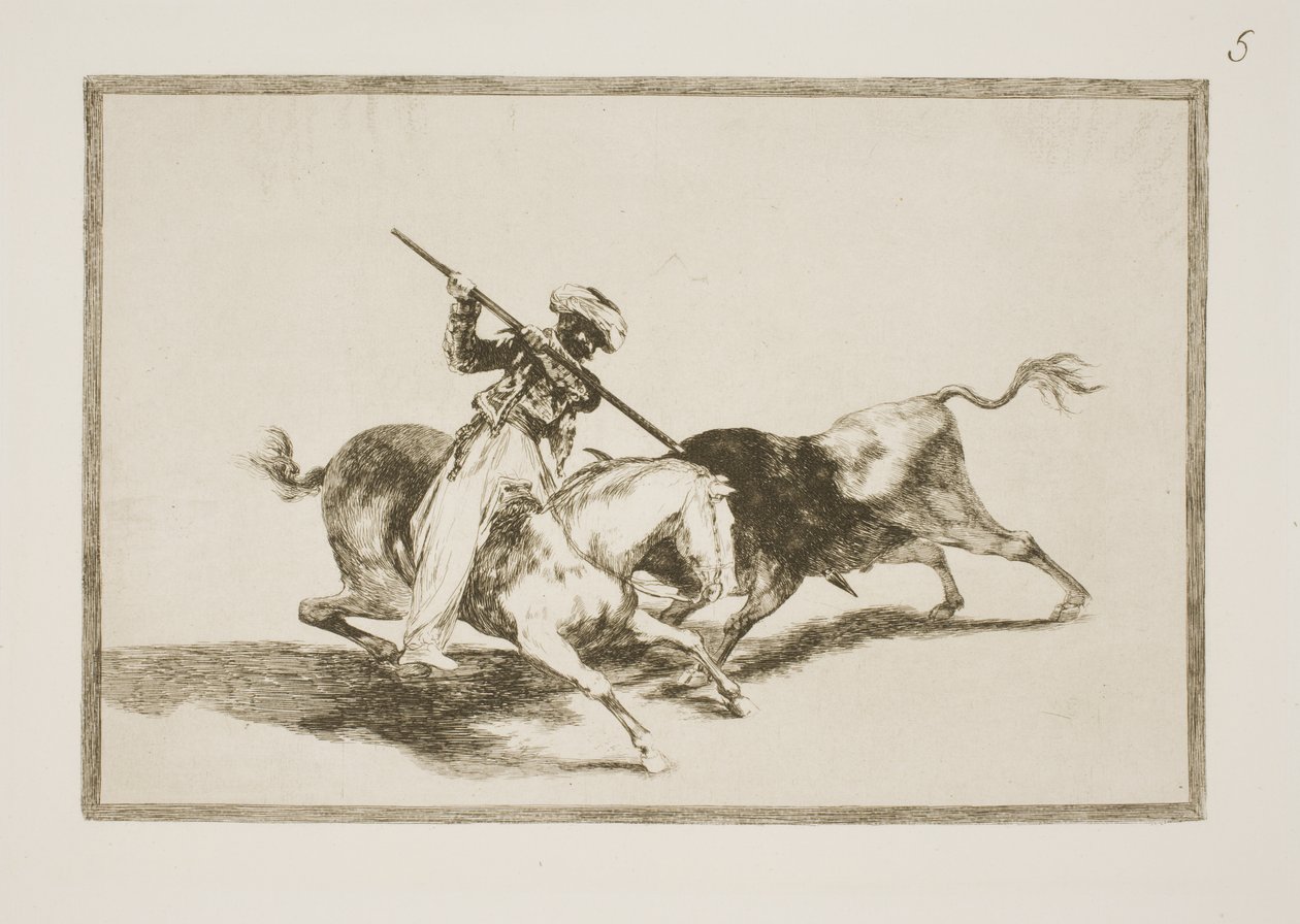 Inspiroitunut Maurer Gazul on ensimmäinen, joka lyö härkää sääntöjen mukaan tekijältä Francisco de Goya