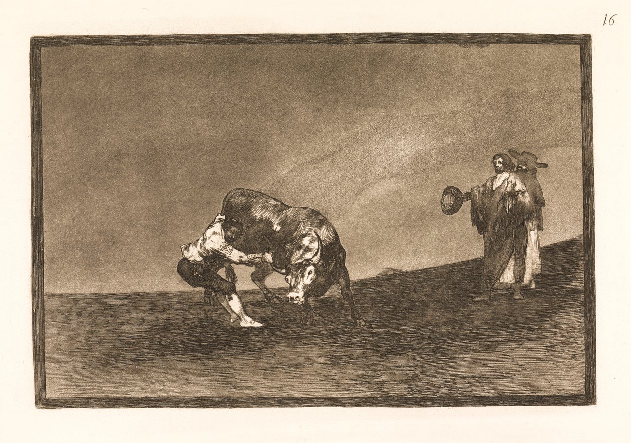 Sama mies vetää härän Madridin areenalla tekijältä Francisco de Goya