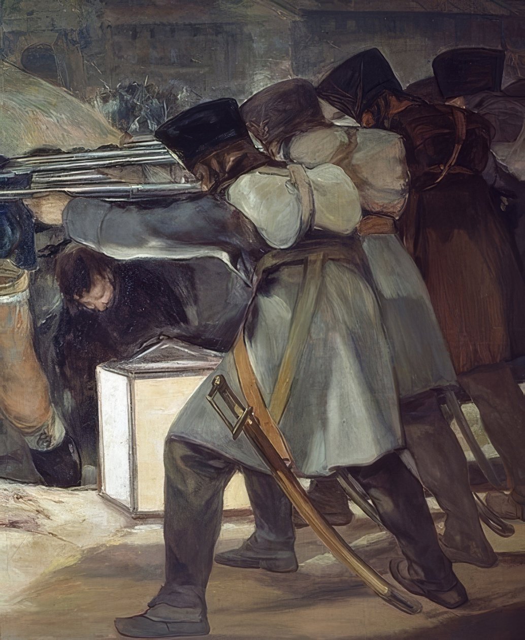 3. toukokuuta 1808 (katutaistelijoiden ampuminen kadulla). 1814. Yksityiskohta tekijältä Francisco de Goya