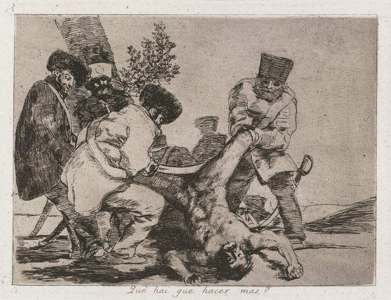Sodan katastrofit: Pl. 33, Mitä muuta voi tehdä, 1810-1813. tekijältä Francisco de Goya