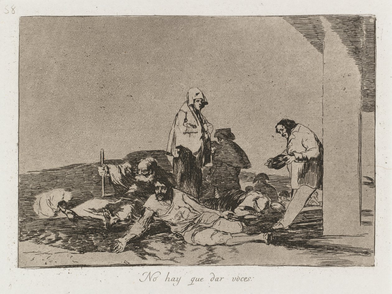 Sodan katastrofit: Pl. 58, turha huutaa, 1810-1813. tekijältä Francisco de Goya