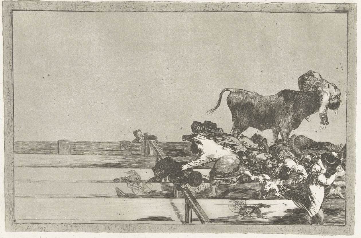 Dood van de burgemeester van Torrejon Madridin aukion rakentamisessa sattuneet onnettomuudet ja Torrejonin pormestarin kuolema Härkätaistelut (sarjan nimi) Stierenvechten (sarjan nimi) tekijältä Francisco de Goya