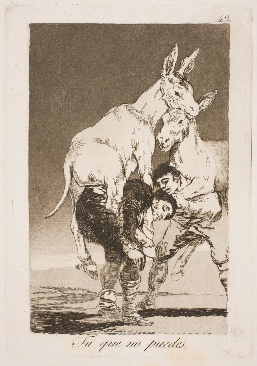 Sinun, joka ei pysty, täytyy kantaa minua selässäsi tekijältä Francisco de Goya