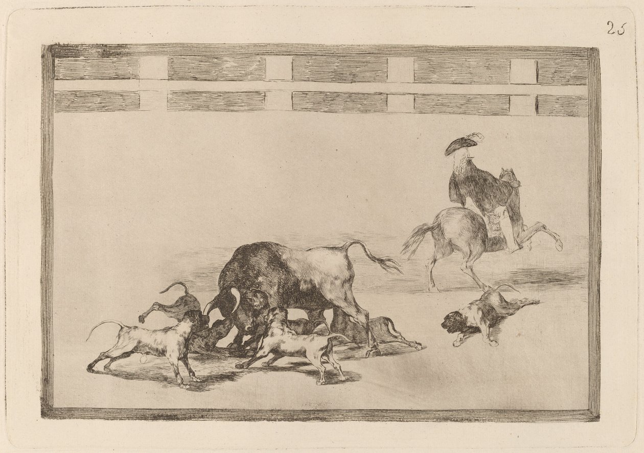 Echan perros al toro (They Loose Dogs on the Bull) tekijältä Francisco de Goya