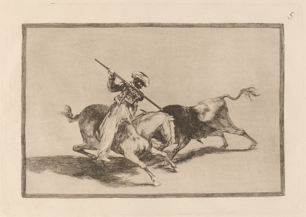 Hengellinen maurigazul on ensimmäinen, joka keihäshärät järjestyksessä (Henkivä maurigazul on ensimmäinen, joka keihäs sonnit sääntöjen mukaan) tekijältä Francisco de Goya