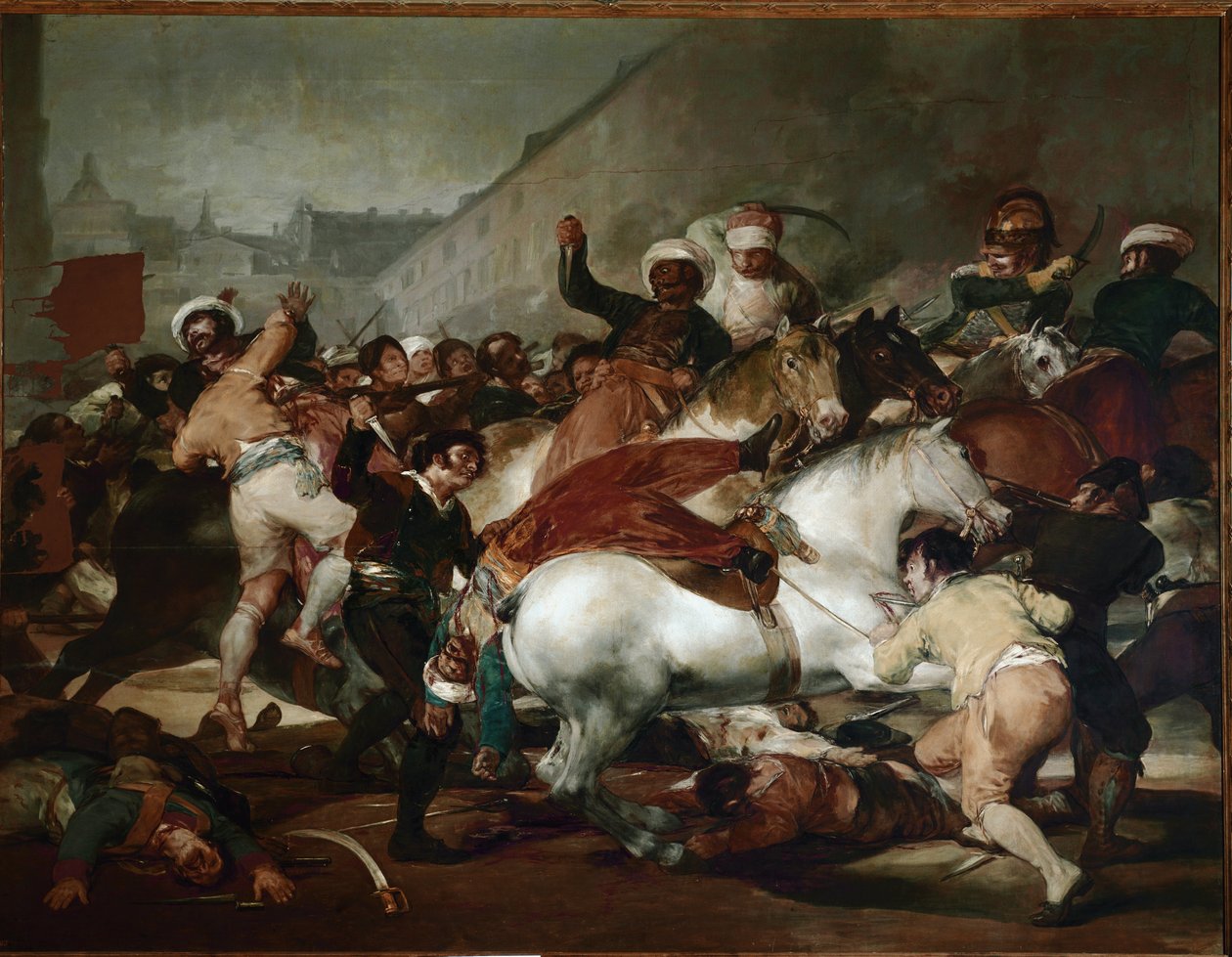 Toukokuun kaksi (2. toukokuuta) tai Mameluksien lataus (öljy kankaalle). tekijältä Francisco de Goya