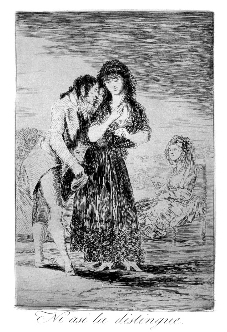 Siitä huolimatta hän ei voi saada häntä ulos, 1799 tekijältä Francisco de Goya