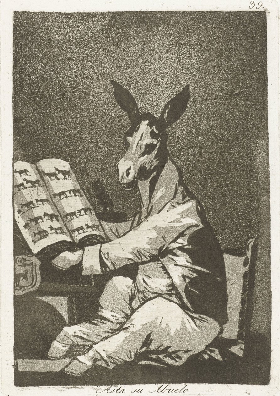 Samoin hänen isoisänsä Asta su abuelo (nimi esineessä) Los Caprichos (sarjan nimi) Los Caprichos tekijältä Francisco de Goya