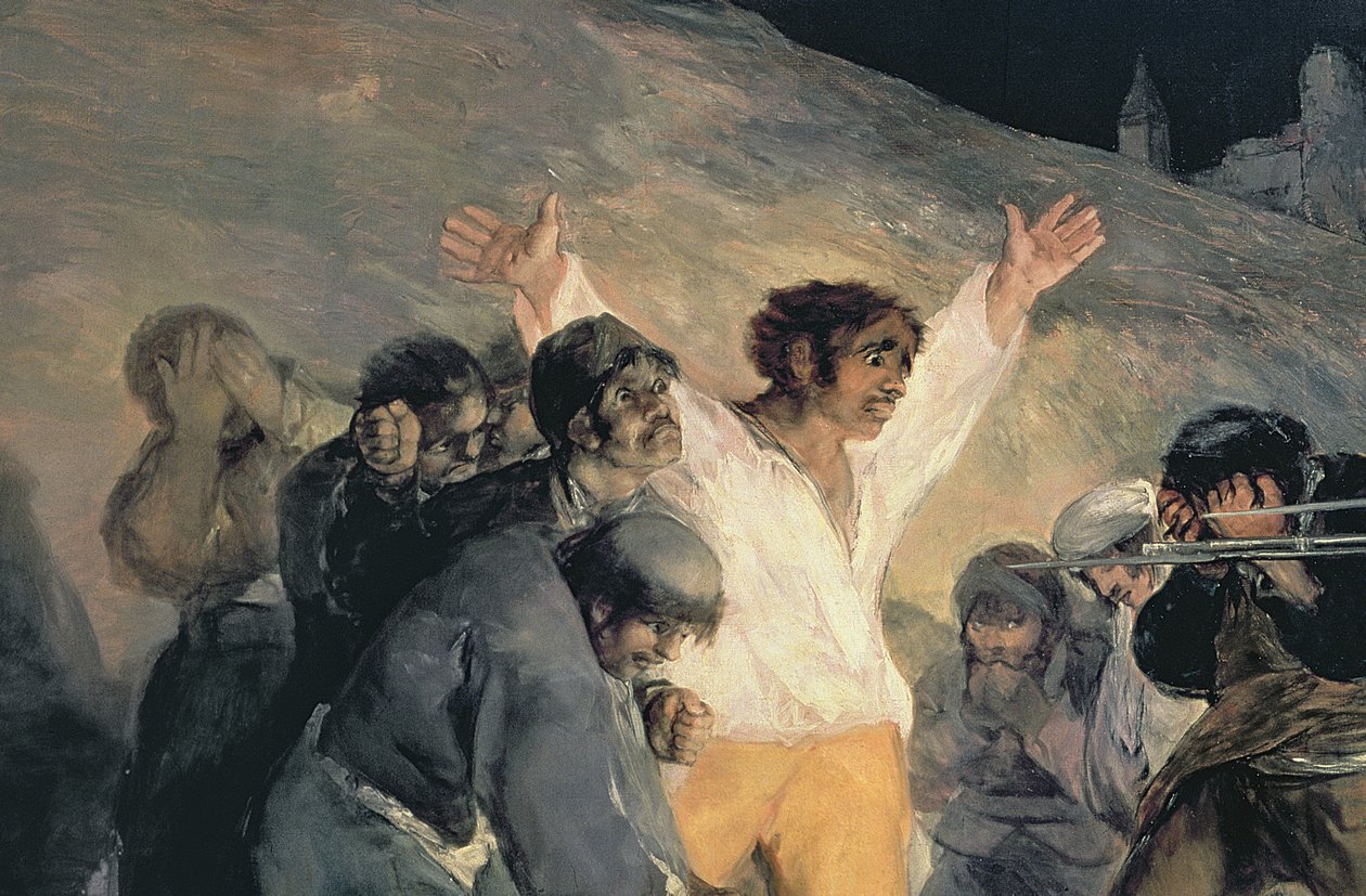 Madridin puolustajien teloitus, 3. toukokuuta 1808, 1814 öljy kankaalle yksityiskohta numerosta 507 tekijältä Francisco de Goya