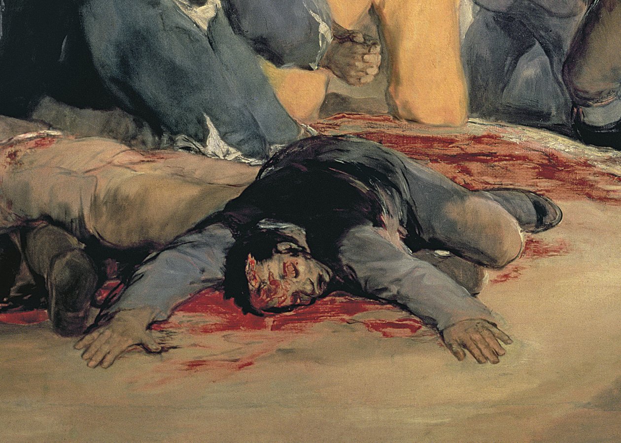 Madridin puolustajien teloitus, 3. toukokuuta 1808, 1814 öljy kankaalle yksityiskohta numerosta 507 tekijältä Francisco de Goya