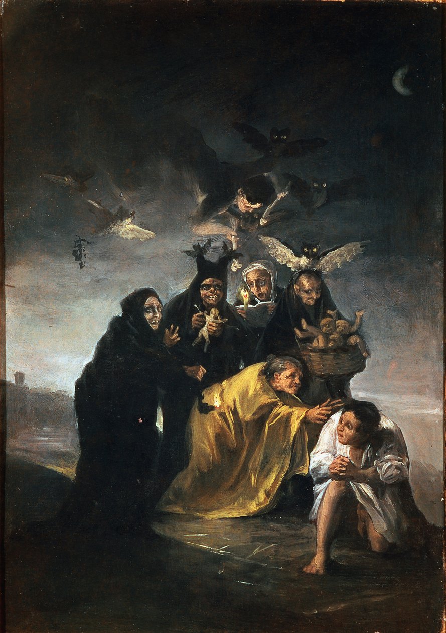 Eksorismi tai noidat. Francisco de GOYA Y LUCIENTESin (1746-1828) maalaus tekijältä Francisco de Goya