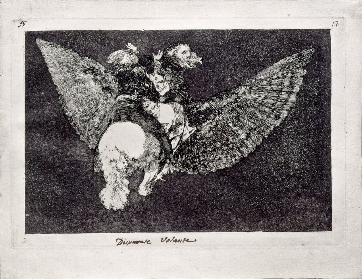 Flying Folly sarjasta Los Disparates Follies, 1815-1819 tekijältä Francisco de Goya