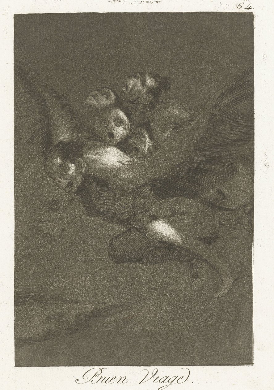 goede kings Hyvää matkaa (otsikko esineessä) Los Caprichos (sarjan nimi) tekijältä Francisco de Goya