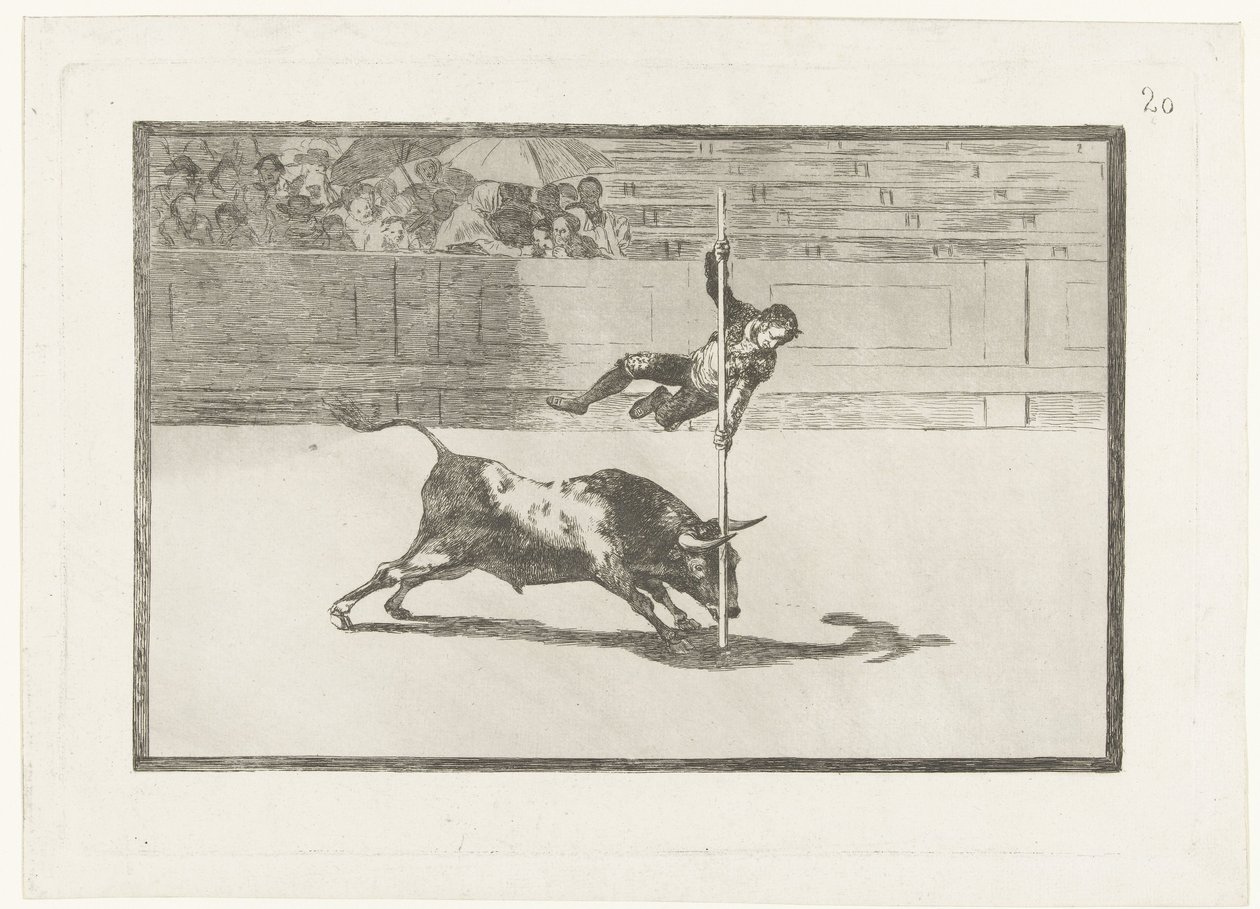 Juanito Apiñani Madridin areenalla Juanito Apiñanin keveys ja rohkeus Madridissa Härkätaistelut (sarjan nimi) Stierenvechten (sarjan nimi) tekijältä Francisco de Goya
