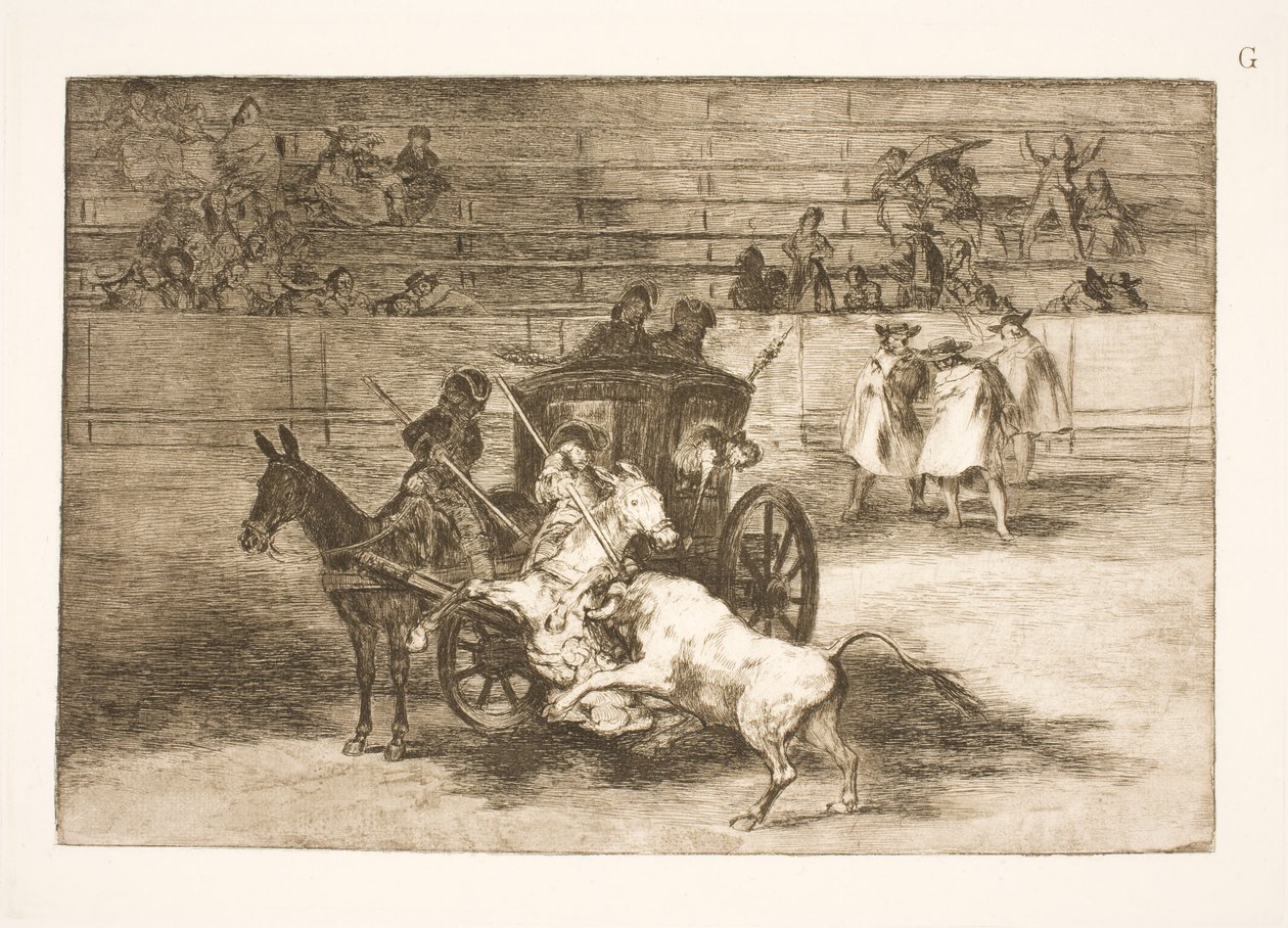 Taistelu kahden aasin vetämästä hevoskärrystä tekijältä Francisco de Goya