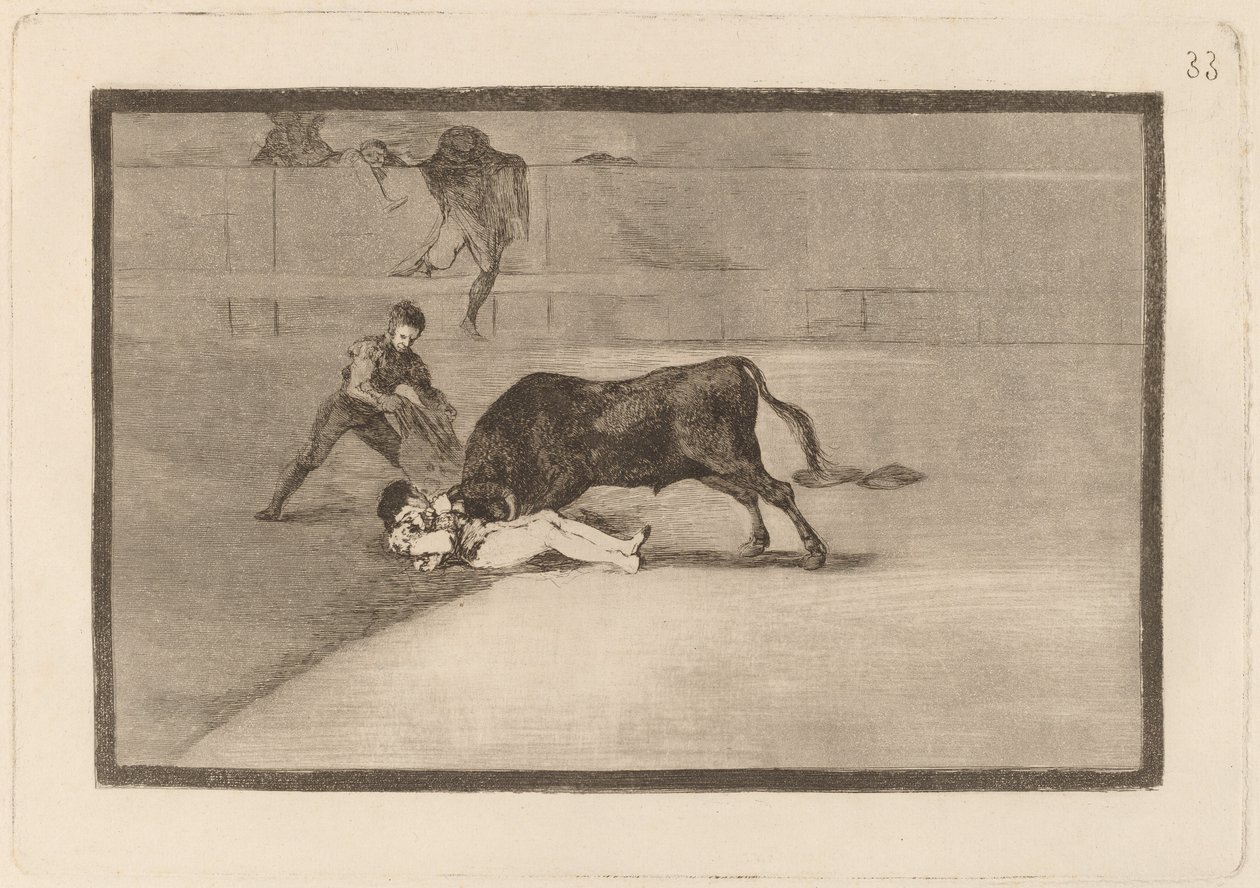 Pepe Illon valitettava kuolema Plaza de Madridissa (Pepe Illon epäonninen kuolema kehässä Madridissa) tekijältä Francisco de Goya