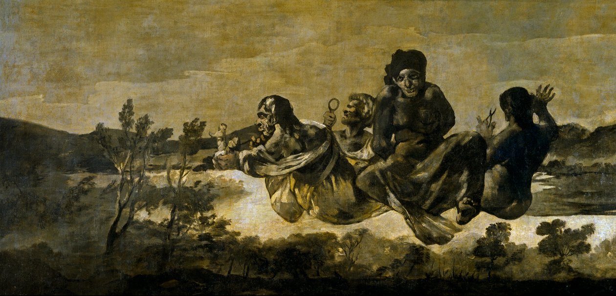 ""Les moires"" (les Parques) Atropos (Kohtalot) Francisco Goyan (1746-1828) maalaus 1820-1823 Koko 123x266 cm Museo del Prado, Madrid tekijältä Francisco de Goya