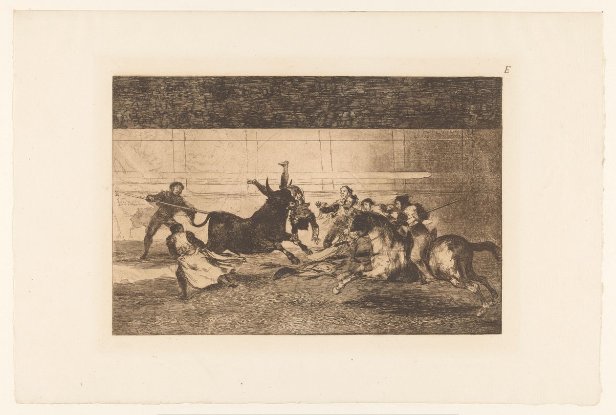 Mies pantiin härän sarveen Mort de Pepe Illo Härkätaistelut (sarjan nimi) La Taureaumachie (sarjan nimi) La Tauromaquia (sarjan nimi) tekijältä Francisco de Goya