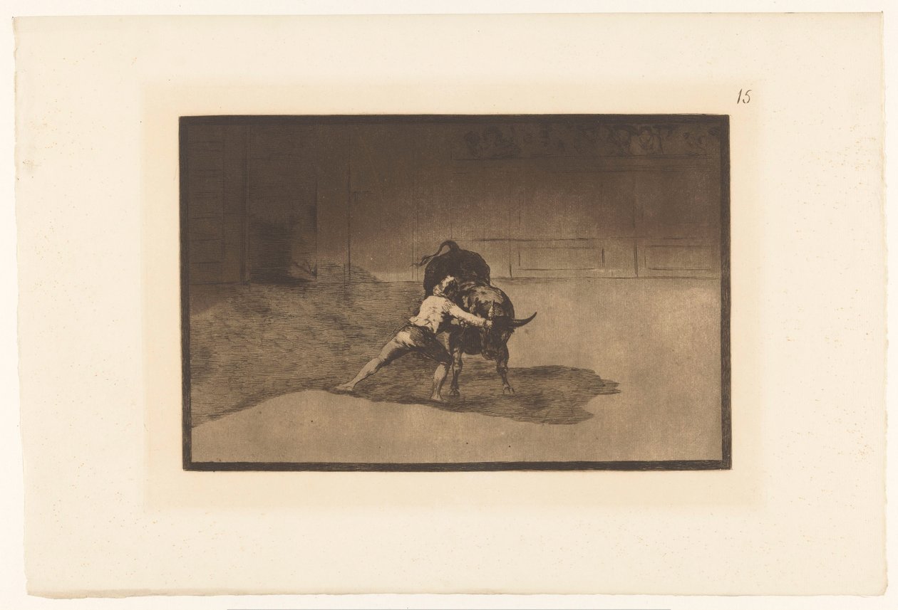 Martincho in gevecht met een stier Kuuluisa Martincho ajaa banderillat konkurssiin Stierengevechten (sarjan nimi) La Taureaumachie (sarjan nimi) Härkätaistelut (sarjan nimi) tekijältä Francisco de Goya