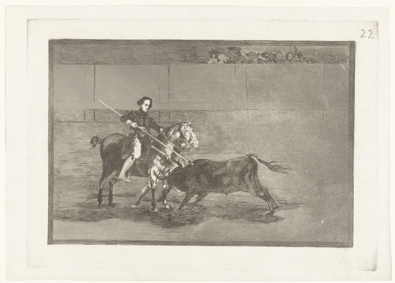 Olkikori hiekka Van Zaragosa Kuuluisan Pajueleran miehekäs arvo Zaragozassa Härkätaistelut (sarjan nimi) Stierenvechten (sarjan nimi) tekijältä Francisco de Goya