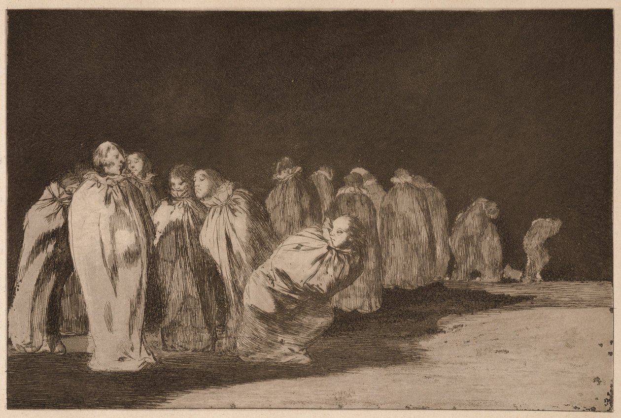 ”Sacksin asukkaat” (Los ensacados), sarjasta Los Disparates tekijältä Francisco de Goya