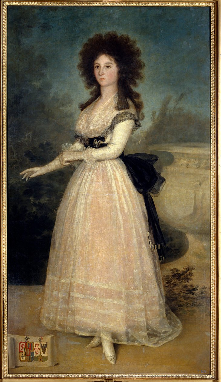 Muotokuva Dona Tadean jalassa Arias de Enriquez Francisco de Goyan maalaus (1746-1828) (Ec. Esp) 1700-luvun Madrid. Musee Du Prado – Dona Tadea Arias de Enriquezin täyspitkä muotokuva. Francisco de Goyan (1746-1828) maalaus (espanjalainen koulu) 18. tekijältä Francisco de Goya