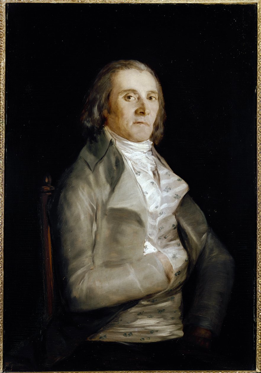 Muotokuva Don Andres del Peralista (aktiivinen 1770-1820) taidemaalari sisustaja - Öljy puulle tekijältä Francisco de Goya