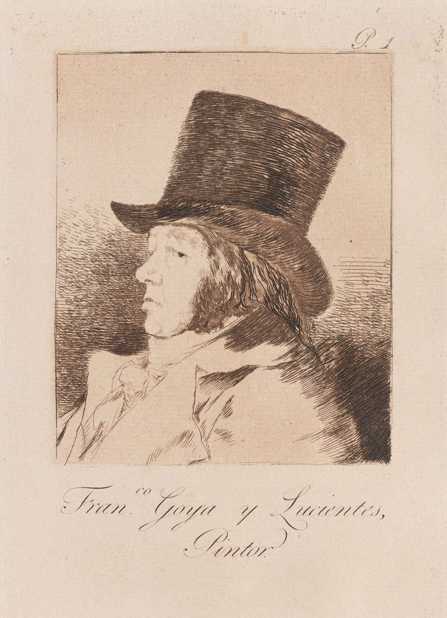 Taiteilijan muotokuva, 18. loppu - 19. alku vuosisadan (tulostus) tekijältä Francisco de Goya