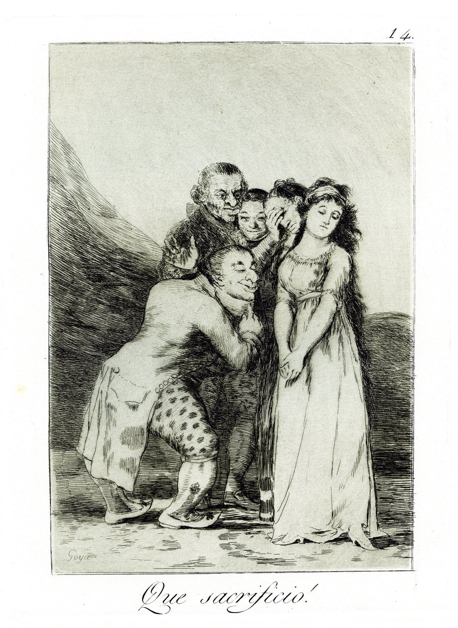 Mikä uhraus! Mikä uhraus! Caprice nro 14, 1797-1798 tekijältä Francisco de Goya