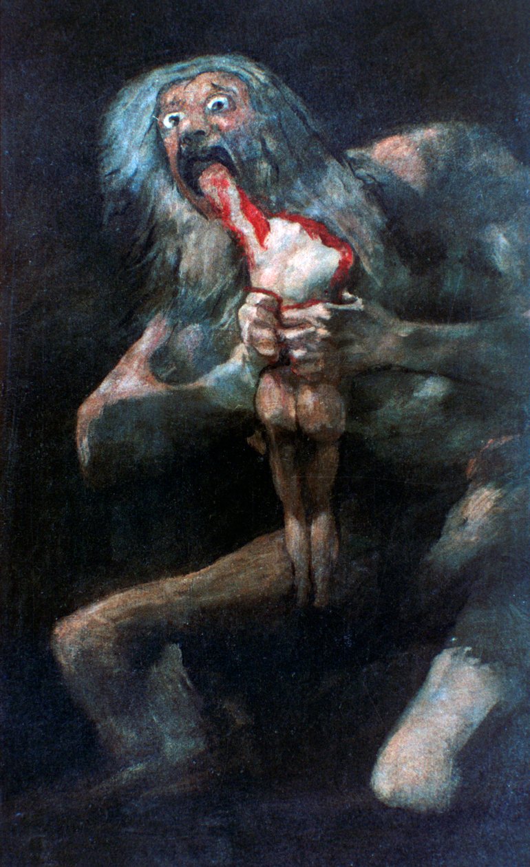 Saturnus söi yhden lapsistaan, 1821-1823 tekijältä Francisco de Goya