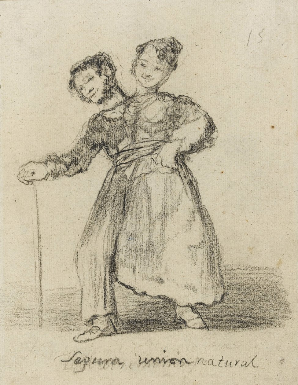 Segura Union Natural, 1819-28 (musta liitu paperille) tekijältä Francisco de Goya
