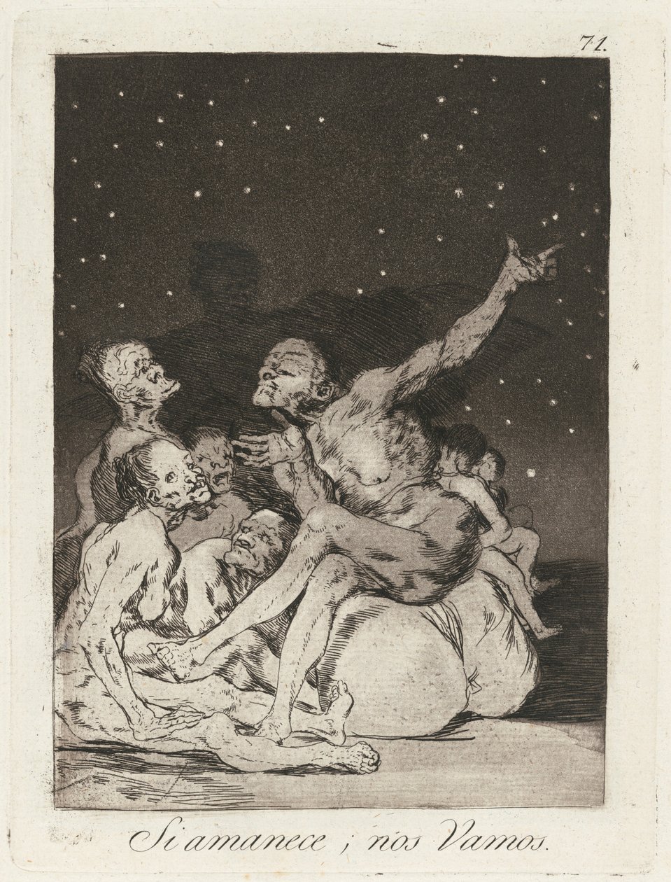 Si amanece; nos vamos (Kun päivä koittaa, olemme poissa) tekijältä Francisco de Goya