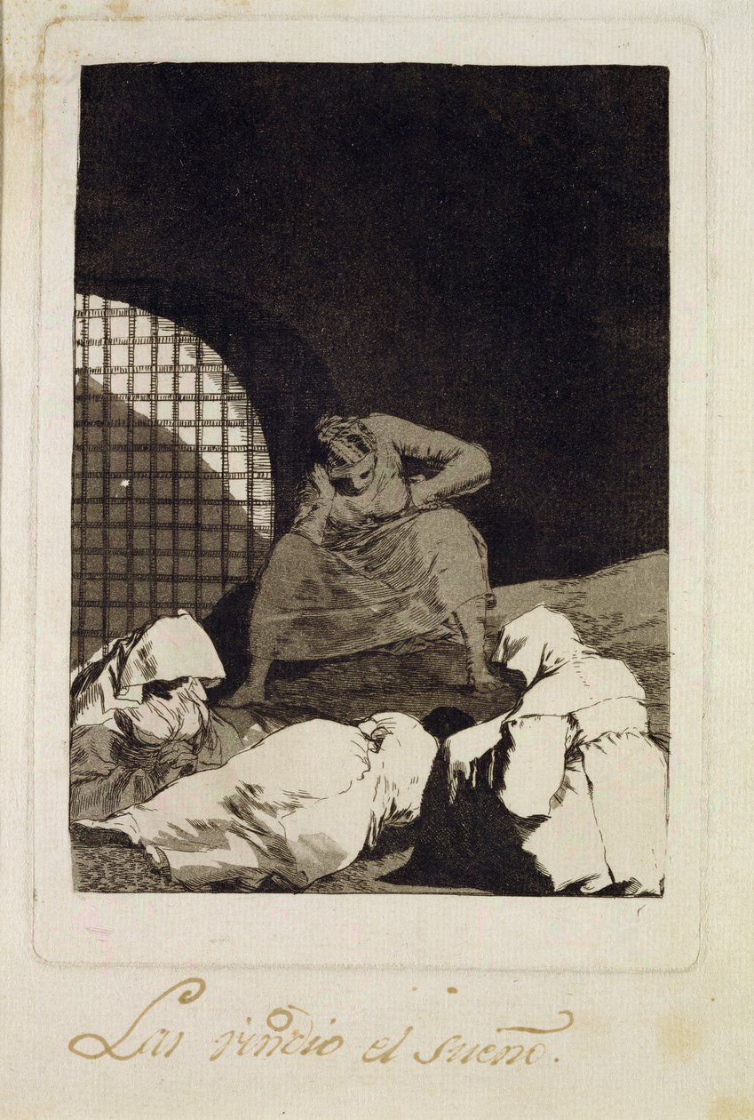 Uni voittaa ne, "Los caprichos" -levy 34, 1799 (etsaus) tekijältä Francisco de Goya