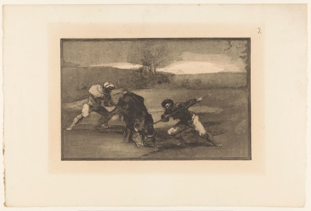 Härän metsästys jalan Otro modo de cazar á pie Härkätaistelut (sarjan nimi) La Taureaumachie (sarjan nimi) La Tauromaquia (sarjan nimi) tekijältä Francisco de Goya