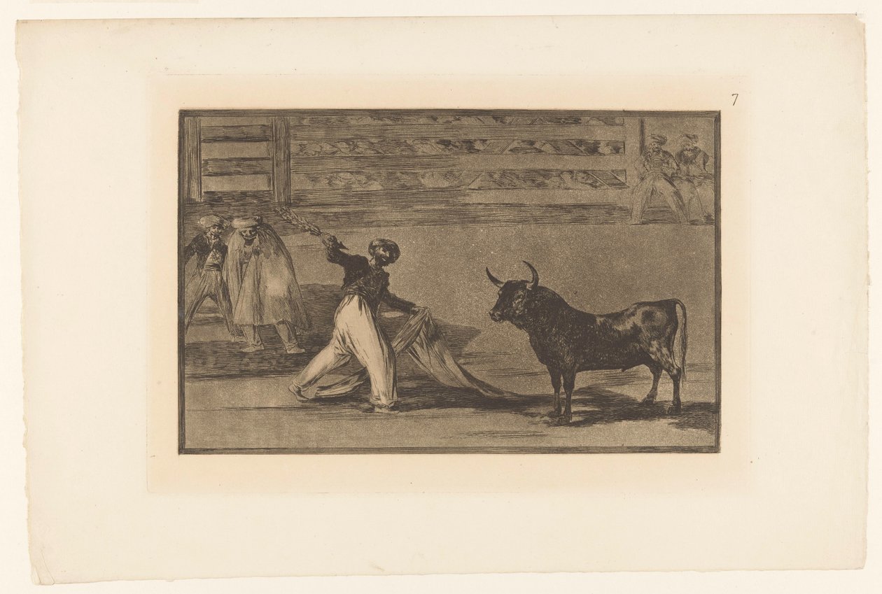 Stierenvechter tapasi banderillan Harppuunien tai banderillojen alkuperä Stierengevechten (sarjan nimi) La Taureamachie (sarjan nimi) Härkätaistelut (sarjan nimi) tekijältä Francisco de Goya