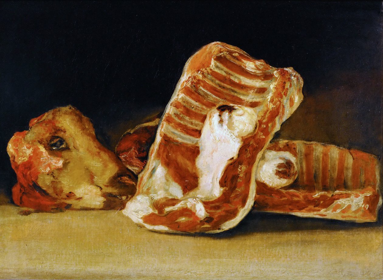 Sheeps Ribsin asetelma ja Head The Butchers counter tekijältä Francisco de Goya