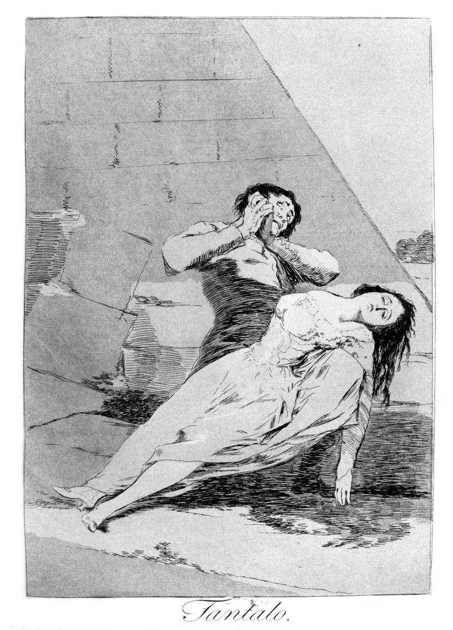 Tantalas, 1799 tekijältä Francisco de Goya